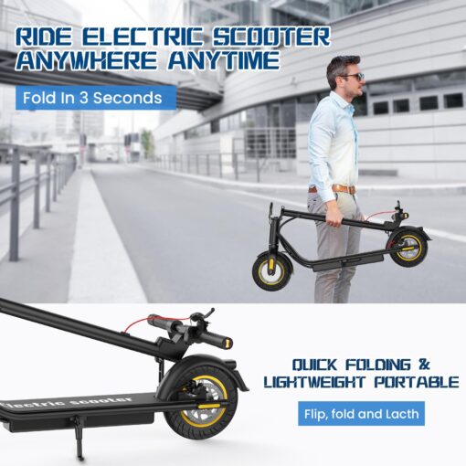 DXH Electric Scooter Adults,10" Tires, E Scooter with 500W Motor,Upto 19MPH & 20Miles, Scooter Electric for Adults with Dual Braking Safe System, Folding Electric Scooter with APP - Image 2