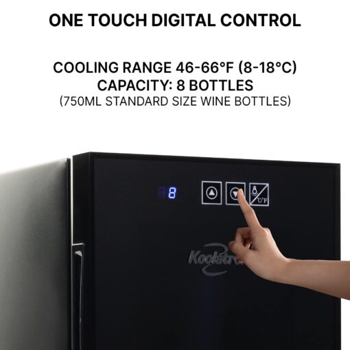 Koolatron 8 Bottle Wine Cooler, Black, Thermoelectric Wine Fridge, 0.8 cu. ft. (23L), Freestanding Urban Series Wine Refrigerator, Red, White and Sparkling Wine Storage for Kitchen and Apartment - Image 7