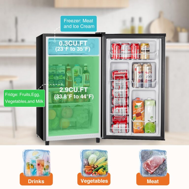 Sweetcrispy 3.2 Cu.Ft Mini Fridge with Freezer Small Refrigerator Single Door Adjustable Thermostat Energy-efficient Low Noise, Compact Fridge for Bedroom, Office, Dorm (Silver Door) - Image 7