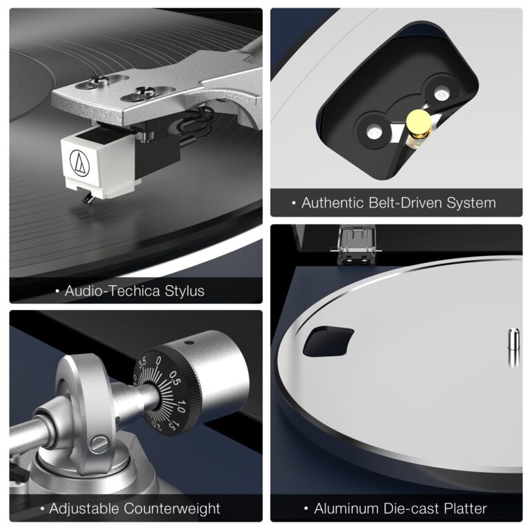 Turntables Belt-Drive Record Player with Wireless Output Connectivity Vinyl Player 33&45 RPM Speed Phono Line Output USB Digital to PC Recording ATN3600L MM Cartridge&Counterweight Dark Blue - Image 7