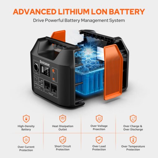 EnginStar Portable Power Station 300W 296Wh Battery Bank with 110V Pure Sine Wave AC Outlet for Outdoors Camping Hunting and Emergency, 80000mAh Backup Battery Power Supply for CPAP - Image 8