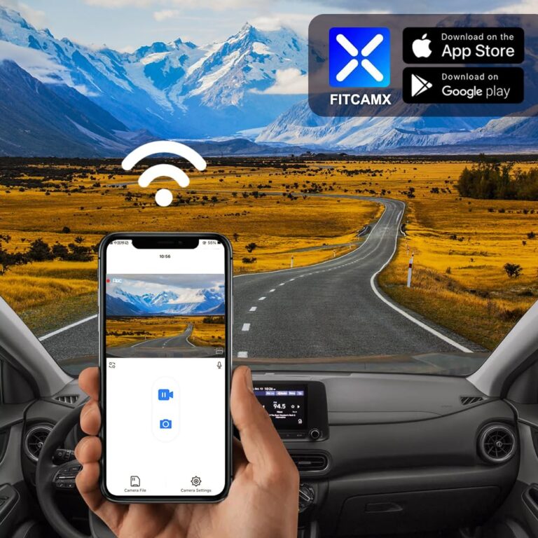 Fitcamx Dual 2160P+Rear 1080P Dash Cam for 2021-2023 Hyundai Kona (Part No#J9020) has Auto-Dimming, OEM Style, 2 Way HD Video, Built-in WiFi & APP, Loop Recording, G-Sensor, Easy to Set, 128GB Card - Image 3