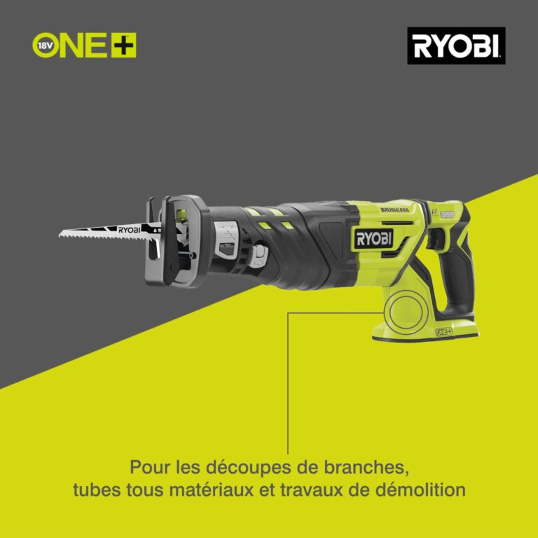Ryobi R18RS7-0 One+ Cordless Brushless Recip Saw, 18 V, Hyper Green - Image 3
