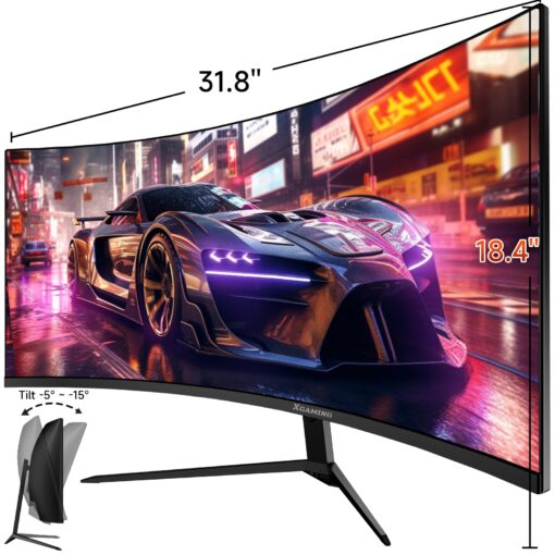 34-Inch Ultra WQHD Curved Gaming Monitor 3440 x 1440p, 180Hz, 100% sRGB, 1ms, FreeSync, 1500R Ultrawide 21:9, HDMI DisplayPort Display Build-in Speakers, VESA, Tilt Adjustable - Image 2