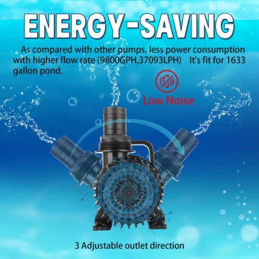 WaterRebirth (8600GPH 520W, UL listed) High Flow Submersible Water Fountain Aquarium Sump Pond Electric Waterfall Pump PS-8600 - Image 6