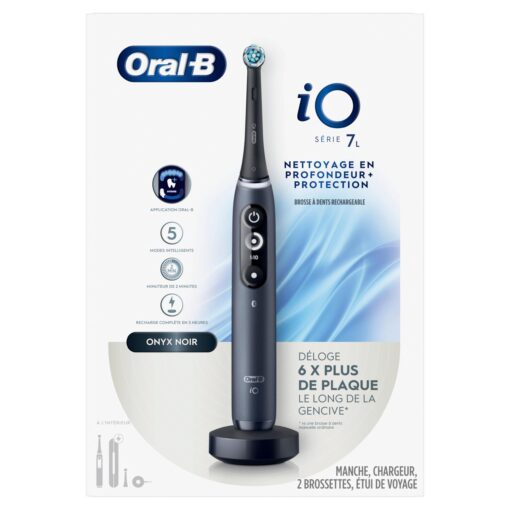 Oral-B iO Deep Clean + Protect Rechargeable Electric Toothbrush, Black with a iO Series 7 Toothbrush, 2 Replacement Brush Heads, and a Charging Travel Case - Image 2