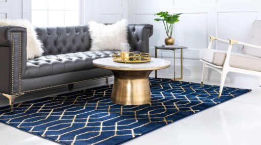 Marilyn Monroe Glam Collection Area Rug - Trellis (7' 10" x 10' Rectangle, Navy Blue Gold/ Gold) - Image 9