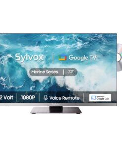 SYLVOX 12 Volt TV, 22" Smart TV with DVD Player Built in, 1080P Google TV System ATSC NTSC WiFi Bluetooth HDMI USB, AC/DC Powered, 12V TV for RV Camper Boat Coastal Home (Marine Series)