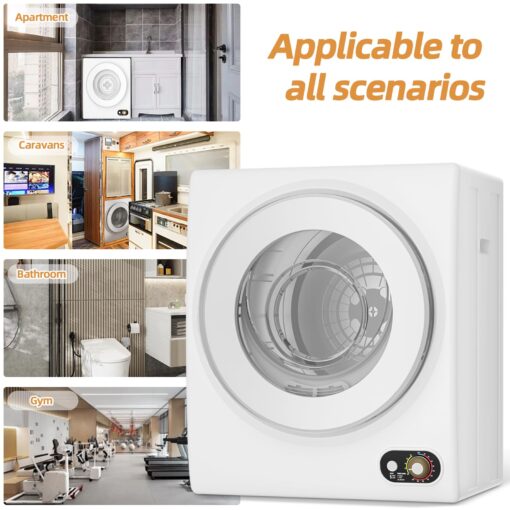 Elevon Compact Laundry 120V Clothes Stainless Steel Inner Tub, Electric Machine for Small Space, Apartments, hostels, RVs, 4 Modes Portable Dryer, 1.5 Cubic Feet, Gray - Image 2