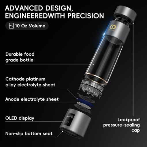 PUREPEBRIX 2025 Advanced Hydrogen Water Bottle Generator Silver Edition- Up to 6000+ ppb Alkaline Pitcher - Image 6