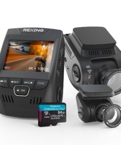 RexingUSA V1P SE 4K Dual Dash Cam w/GPS, Wi-Fi & 2pcs-CPL Filter | 512GB Support | Front 2160p, Rear 1080p | 170° Angle | G-Sensor | WDR | Loop Record | Parking Monitor | 64GB Memory Card Included