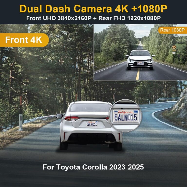 Fitcamx Front 4K+Rear 1080P Dash Cam Adapts for Toyota Corolla 2023 2024 2025 Sedan Hybrid Hatchback, OEM Look, Dual HD Video, Built-in WiFi & APP, Loop Recording, G-Sensor, Easy to Set, 128GB Card - Image 7