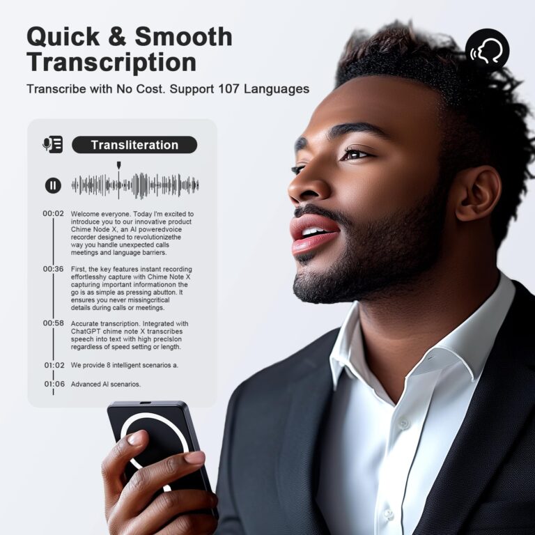 AI Voice Recorder, Digital Voice Recorder App Control, Transcribe & Summarize & Translation Empowered by ChatGPT, Wireless Charging, 107 Languages, 64GB Memory (White) - Image 8