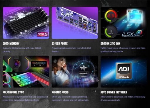 Asrock Z790 LIVEMIXER, Intel Z790, 1700, ATX, 4 DDR5, HDMI, DP, eDP, 2.5G LAN, PCIe5, RGB, 5X M.2 - Image 8