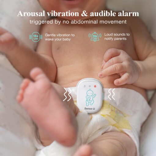 Sense-U Smart Baby Monitor Pro(Long Range)+2K PTZ Camera: Track Abdominal Movement with Arousal Vibration, Rollover, Feeling Temp, 2K Video, Background Sound & Motion Detection, No Monthly Fee - Image 7