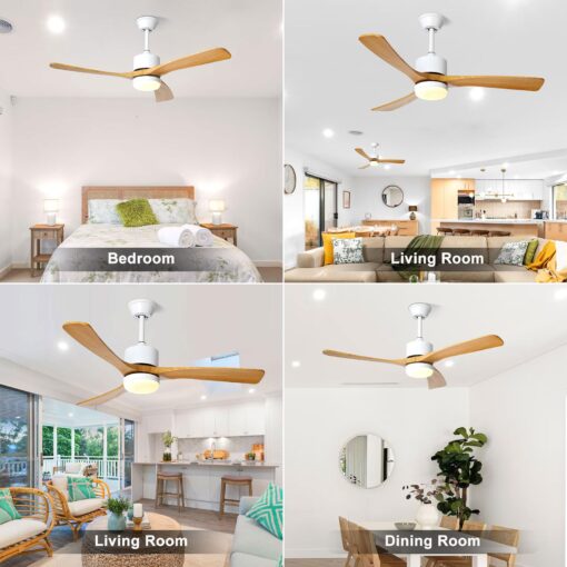 WYIXHOOG 48in Modern Ceiling Fans with Lights and Remote Control 6-Speed Quiet Wood Ceiling Fan Memory Function LED Ceiling Fan Light for Bedroom Living Room Kitchen Indoor Use - Image 5