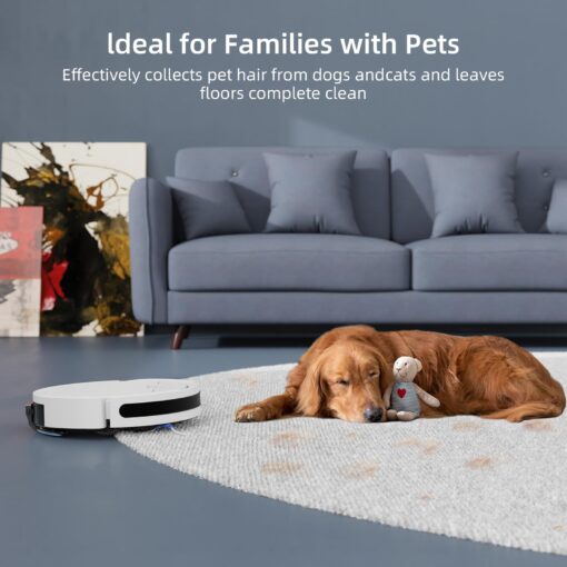 Pureatic Robot Vacuum, Mopping Robot, Powerful 5000Pa, WiFi/Alexa/App/Remote Control, Quiet, Robotic Vacuum Cleaner with Self-Charging, Anti-Collision and Fall, for Pet Hair, Hard Floor, Carpet - Image 4