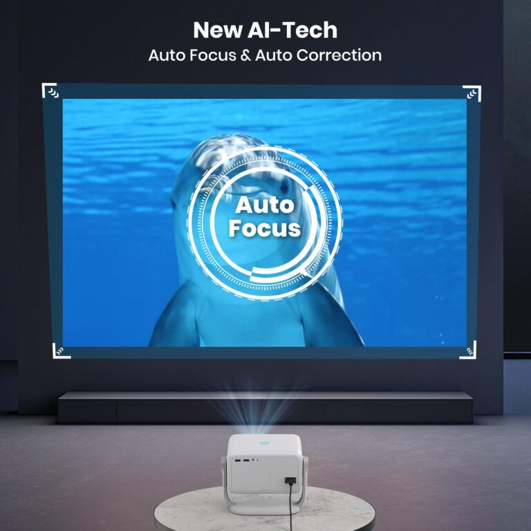 Projector [NetfIix Official/Auto Focus/360° Rotatable Stand] 4K Projector with Wifi and Bluetooth 1080P Native, One-Click Use Built-in NetfIix/YouTube/PrimeVideo/D+, Smart Home Outdoor Projector Gery - Image 2