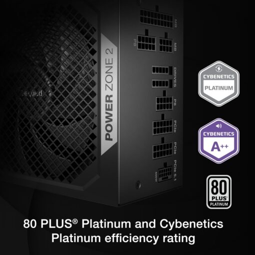 be quiet! Power Zone 2 750W ATX 3.1 PSU | 80 Plus and Cybenetics Platinum Efficiency | Zero RPM Low-Noise Power Supply | PCIe 5.1 Ready | Black | BP006US - Image 7