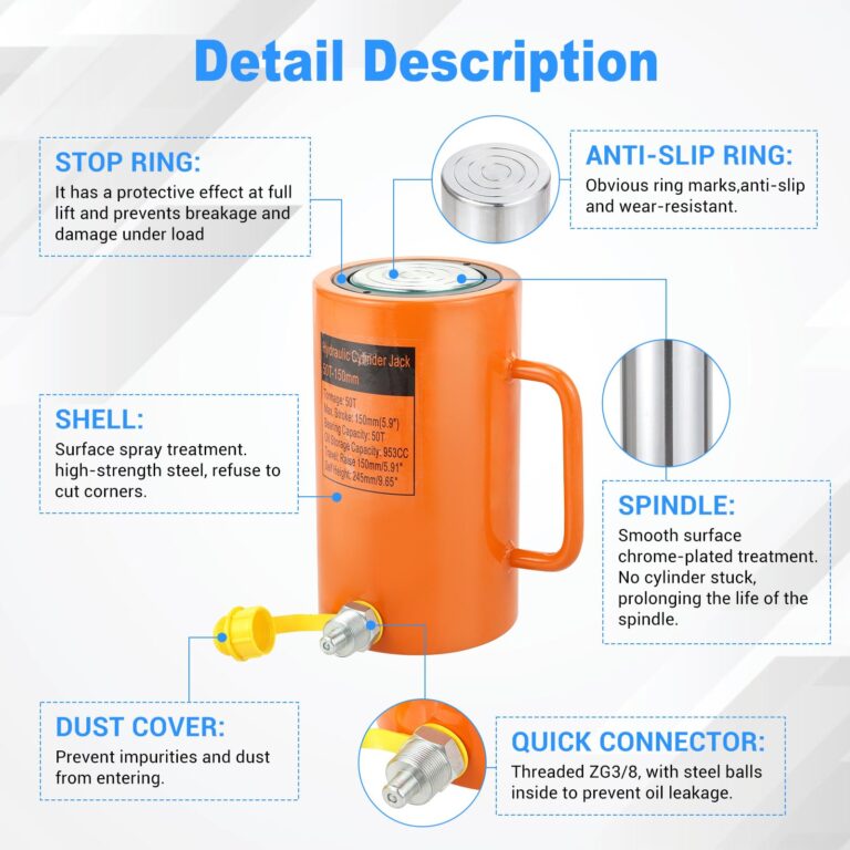 OXMART 50T 6In Hydraulic Cylinder Jack, Stroke Hydraulic Lifting Cylinder 150mm, Oil Storage Capacity 953CC, Hydraulic Ram Cylinder Solid for Power, Chemicals, Steel, Bridges, Shipbuilding, Machinery - Image 8