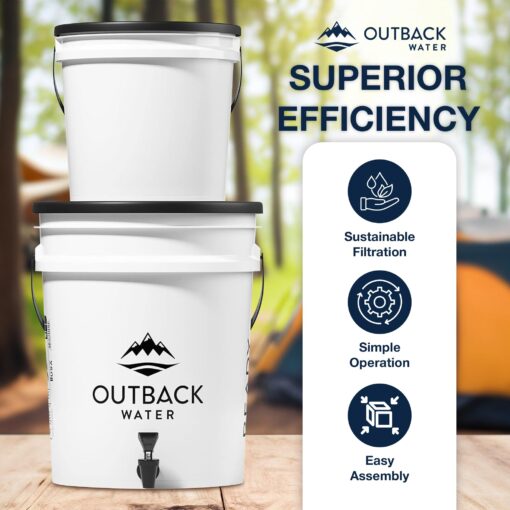 Outback Water Emergency Drinking Water Filter System w/Extra Filter Replacement Kit - Gravity Fed Bucket Water Filtration for Survival, Off-Grid, Disaster Preparedness, Travel, & Camping, Bug Out Kit - Image 4