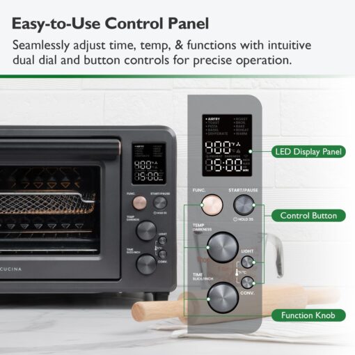 VAL CUCINA Infrared Heating Air Fryer Toaster Oven Combo, with Non-toxic Enamel-coated Interior, Extra Large Countertop Convection Oven 10-in-1 Combo, 6-Slice Toast, Enamel Baking Pan Easy Clean - Image 9