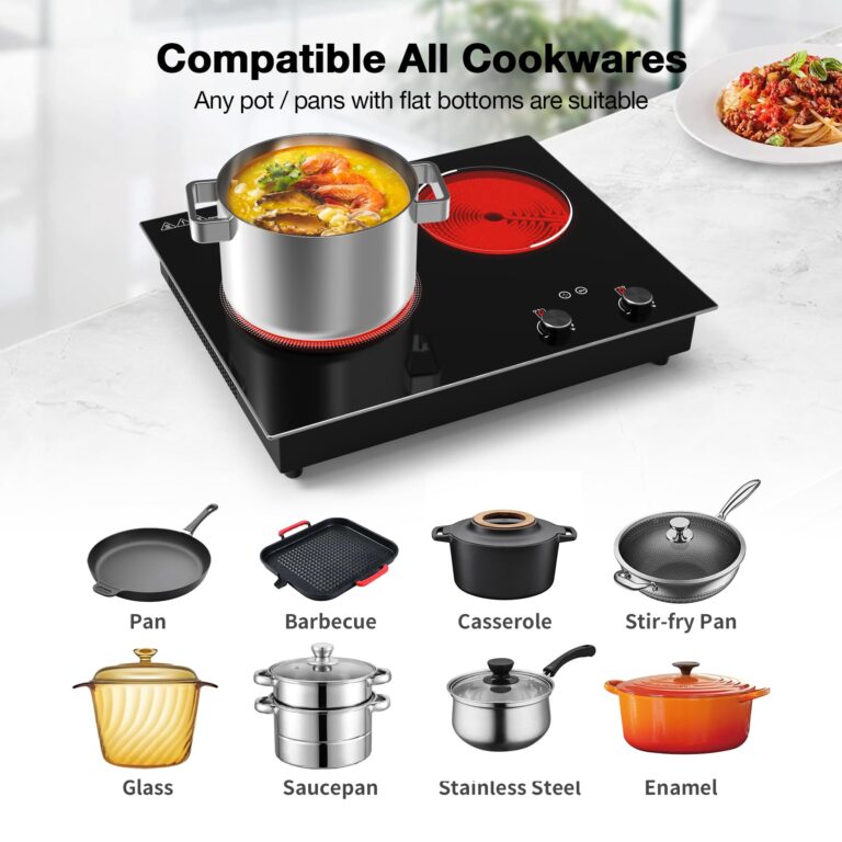 GIHETKUT Electric Cooktop,3000W Built-in & Countertop Electric Burner,Stove Top with10 Heating Level, Timer & Kid Safety Lock, LED Knob Touch Control 2 Burner Cooktop (No Plug) - Image 6