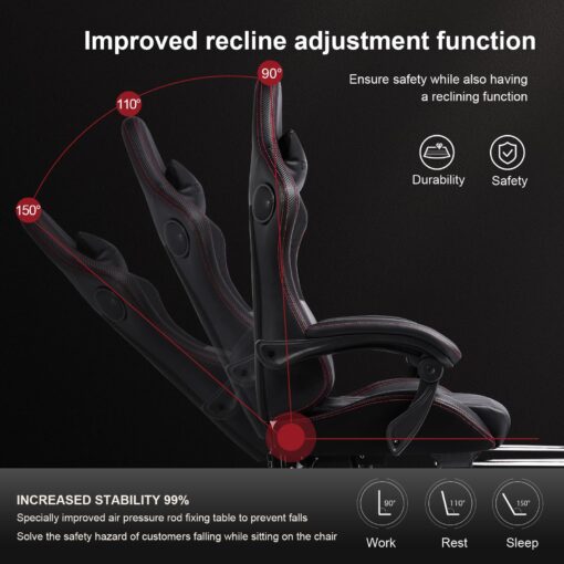GTPLAYER Chair Computer Gaming Chair (Leather, Red) - Image 4