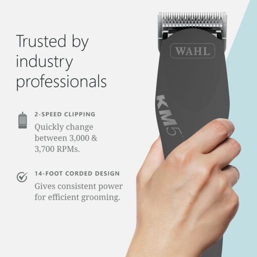 Wahl Pro Animal Curly Coat - KM 2-Speed Pro Clipper - Cat & Dog Grooming Clipper for Pet Care - Includes 2 Stainless Steel Guide Combs - Gunmetal - Image 2