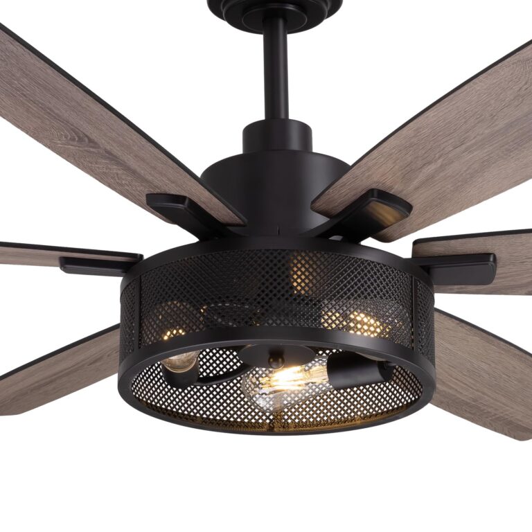 LuminFan 60 Inch Ceiling Fans with Lights and Remote Control, Farmhouse Ceiling Fan for Bedroom Living Room and Patio, Black Caged Ceiling Fan for Indoor and Outdoor - Image 2