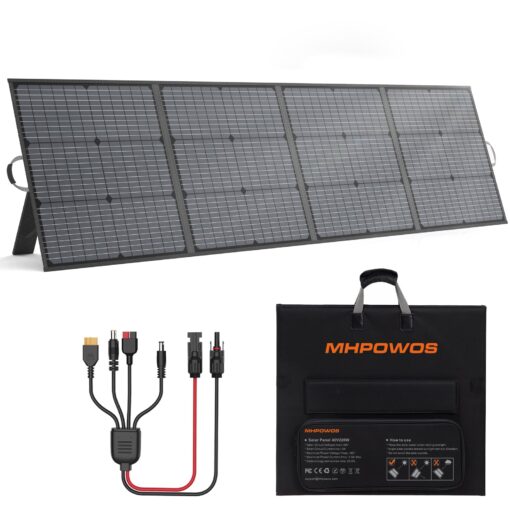 MHPOWOS Portable Solar Panel 220W 40V Monocrystalline Foldable Solar Panels Charger Power Backup, IP67 Waterproof Durable for Power Station RV Camping Off Grid Fishing