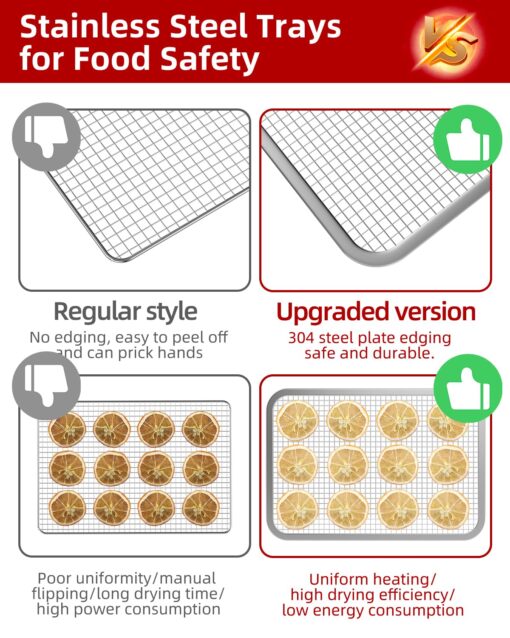 8-Tray Stainless Steel Food Dehydrator for Jerky & Meat | 194℉ Adjustable Temperature, 24-Hour Timer, Overheat Protection | Perfect for Fruits, Vegetables, and Herbs - Image 3