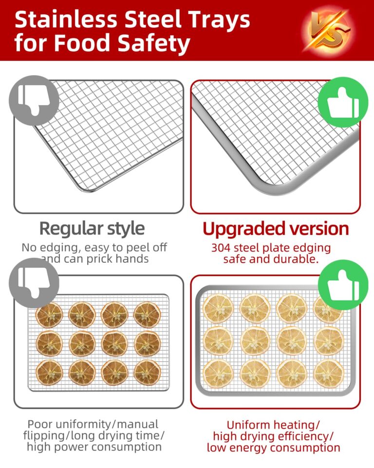 8-Tray Stainless Steel Food Dehydrator for Jerky & Meat | 194℉ Adjustable Temperature, 24-Hour Timer, Overheat Protection | Perfect for Fruits, Vegetables, and Herbs - Image 3