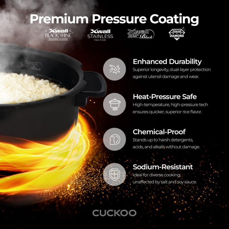 CUCKOO CRP-P1009SB 10-Cup (Uncooked) / 20-Cup (Cooked) Heating Pressure Rice Cooker & Warmer with Nonstick Inner Pot, 13 Menu Modes, Fuzzy Logic Tech, 3 Voice Guide, Auto Clean (Black) - Image 7