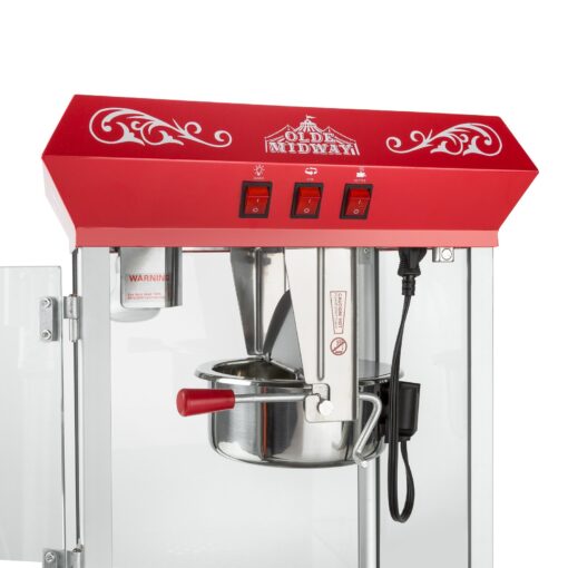 Olde Midway Bar Style Popcorn Machine Maker Popper with 8-Ounce Kettle - Red - Image 5