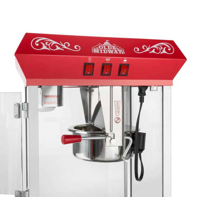 Olde Midway Bar Style Popcorn Machine Maker Popper with 8-Ounce Kettle - Red - Image 5