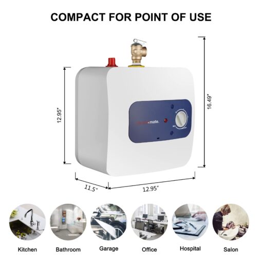 Electric Mini Tank Water Heater UL Listed, thermomate 2.5 Gallons Small Under Sink Water Heater for Point of Use Instant Hot Water 110V 120V, Wall or Floor Mounted, ES250 - Image 4