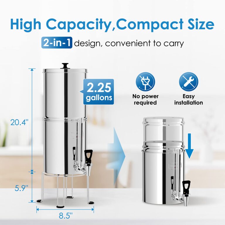Waterdrop Gravity-fed Water Filter System, NSF/ANSI 42&372 Standard, 2.25G Stainless-Steel System with 4 Filters, Metal Water Level Spigot and Stand, Reduces Chlorine-King Tank Series, WD-TK-FS - Image 4