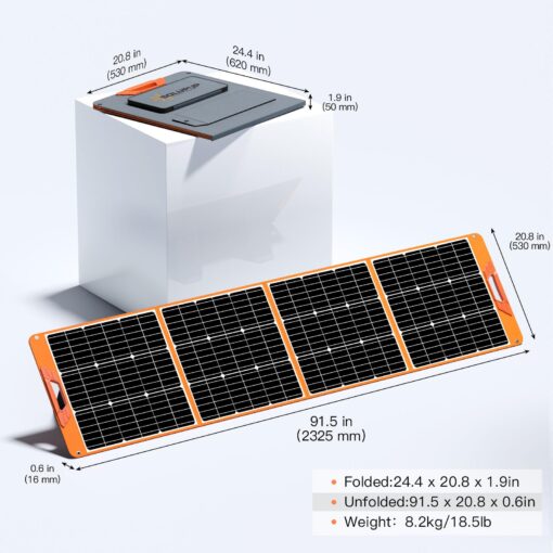 200 Watt Portable Solar Panel for Power Station Generator, 18V IP65 Waterproof 4 Kickstands Foldable Solar Panel, Solar Charger with MC4 Cable and USB Outputs for Outdoor Trip RV Camping Off Grid - Image 4