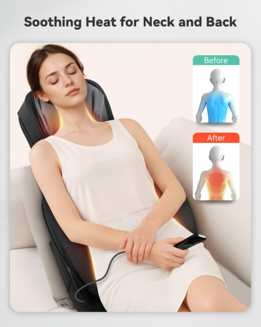 Snailax Shiatsu Neck and Back Massager with Heat, Upgraded Massage Chiar Pad with Compression, Vibration, Chair Seat Massager for Home, Office, Gifts for Men, Women - Image 6
