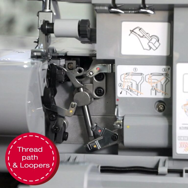 SINGER X5004-HD Metal Frame Serger & Overlock Machine | 2-3-4 Stitch Capability, 8 Built-In Stitches, 1300 Stitches per minute, Adjustable Differential Feed & 2 LED Lights (Grey/Blue) - Image 4