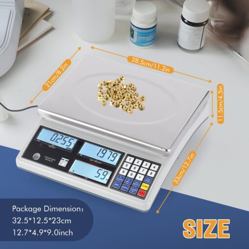 Bonvoisin Industrial Counting Scale Digital Scale for Parts and Coins kg/g/lb Electronic Gram Scale Inventory Counting Scale Industrial Parts Coins Piece Counting Scale (30kg/66lb, 1g) - Image 2