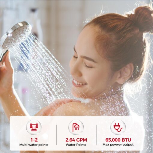 CAMPLUX Natural Gas Water Heater Indoor, Tankless Water Heater, 2.64 GPM On Deamnd Hot Water, Whole House, White - Image 7