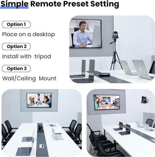 TONGVEO 5.8GHz Wireless Conference Room Webcam, Church Live Streaming 3X USB 1080P 60fps PTZ Camera for Worship Services Online Conference, Works with Zoom, Skype OBS Easy to Set Up - Image 2