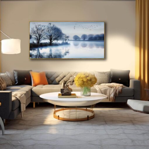SDYA White Canvas Wall Art Black Wall Decor Landscape Pictures for Living Room Bird Bedroom Decor Tree Modern Artwork Decoration 24x48in - Image 7