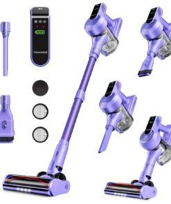 Cordless Vacuum Cleaner, 40Kpa 45Mins Vacuum Cleaners for Home, 8-in-1 Lightweight Stick Vacuum with Powerful Suction, Anti-tangle Wireless Vacuum for Carpet, Tile, Pet Hair, Hardwood Floors, Purple