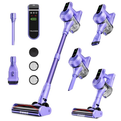 Cordless Vacuum Cleaner, 40Kpa 45Mins Vacuum Cleaners for Home, 8-in-1 Lightweight Stick Vacuum with Powerful Suction, Anti-tangle Wireless Vacuum for Carpet, Tile, Pet Hair, Hardwood Floors, Purple