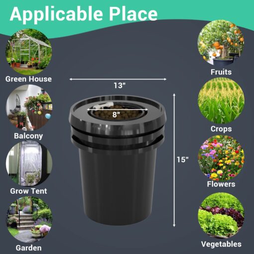 RDWC Top Feed Drip Hydroponics Systems 6 Buckets + Reservoir, Recirculating Deep Water Culture Hydroponic Bucket System, 5 Gallon Hydroponics Grow System Kit with Water Pump, Air Pump - Image 5