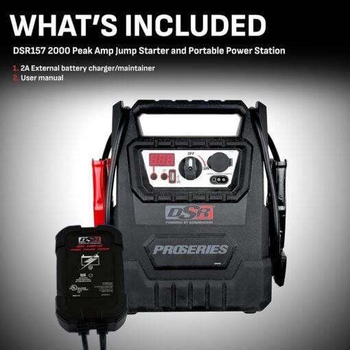 Schumacher Electric DSR157 - ProSeries Jump Starter - 12V 2000 Peak Amps Portable Car Jump Starter & Maintainer - Jumper Cables with Battery Pack - 400 Cranking Amps - Image 4