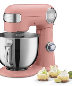 Cuisinart SM-50CO Precision Master 5.5-Quart 12-Speed Stand Mixer with Mixing Bowl, Chef's Whisk, Flat Mixing Paddle, Dough Hook, and Splash Guard with Pour Spout, Blushing Coral, Manual
